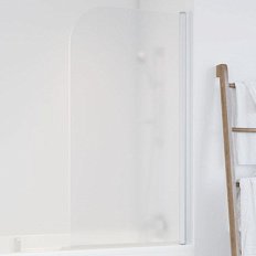 Душевая шторка на ванную профиль белый стекло сатин Vegas-glass