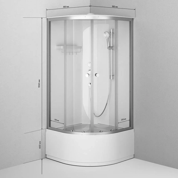 Душевая кабина Am.Pm X-Joy 90x90 см профиль хром стекло прозрачное W94C-401A-090MT (детальная фотография), матовый профиль