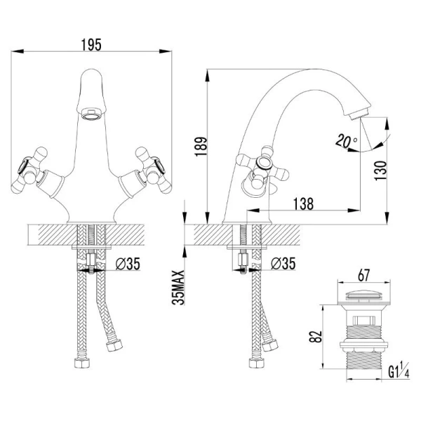 Смеситель для раковины Lemark Vintage LM2806B (детальная фотография), для раковины