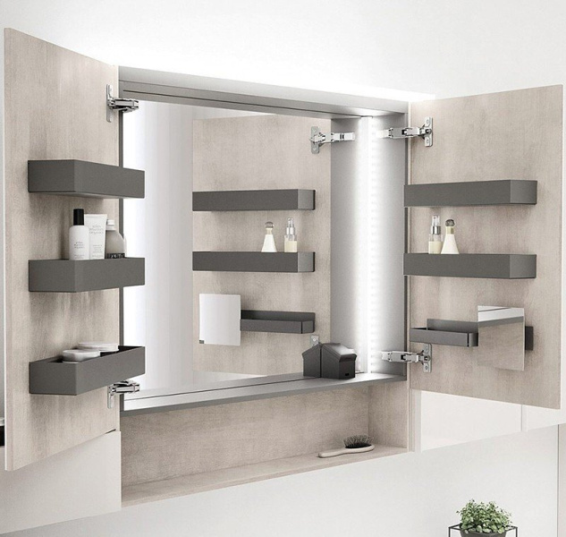 Зеркальный шкаф с подсветкой Geberit Acanto 60 см дуб мистик 500.644.00.2 (детальная фотография), по запросу