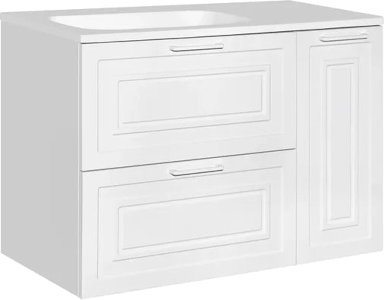 Тумба с раковиной Style Line Альба ЛС-00001005 90 см с бельевой корзиной (детальная фотография), подвесная, напольная, пристенная