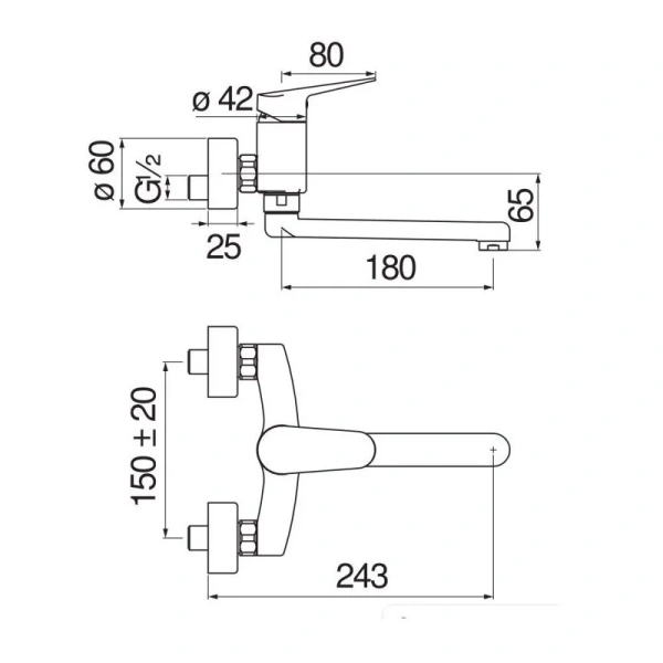 Смеситель для кухни Nobili Blues настенный BS101115CR (детальная фотография), для кухни