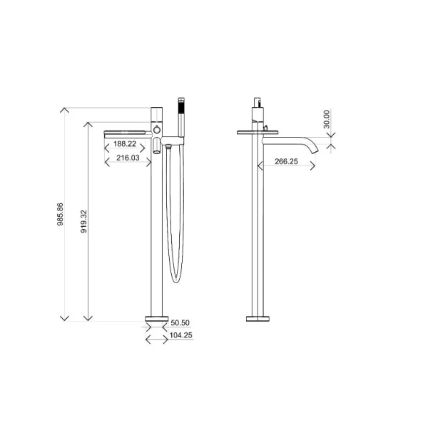 Смеситель для ванны Boheme Stick черный матовый 129-BB.3 (детальная фотография), для ванны