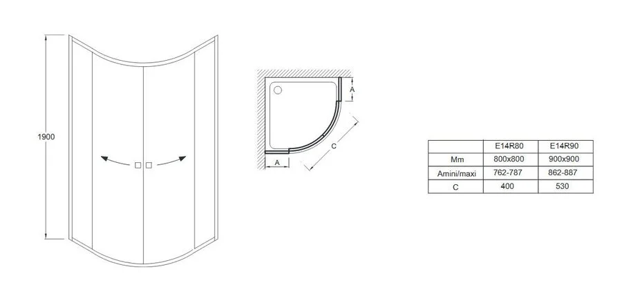 Душевой уголок Jacob Delafon Serenity 80х80 см полукруглый, профиль хром E14R80-GA (детальная фотография), современные, hi-tech