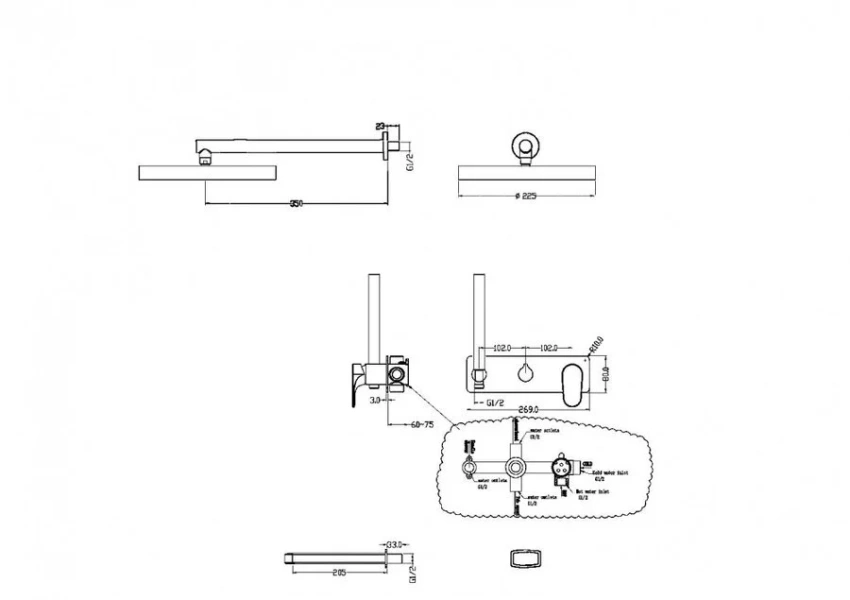 Душевой комплект Boheme Spectre золото матовое 454-2-MG (детальная фотография), комплекты