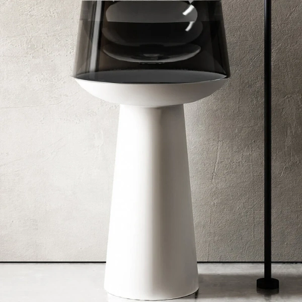 Раковина напольная Abber Kristall 50 см белая/черная AT2706White-Onyx (детальная фотография), современные, hi-tech