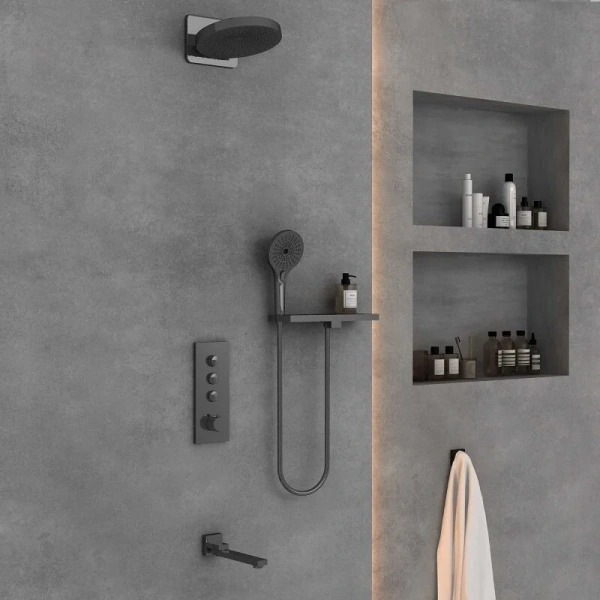 Душевой комплект Vincea встраиваемый, вороненая сталь VSFW-433TI1RGM (детальная фотография), другие