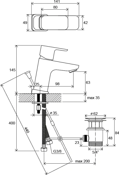 Смеситель для раковины Ravak 10° Free TD F 011.00 X070126 (детальная фотография), современные, hi-tech