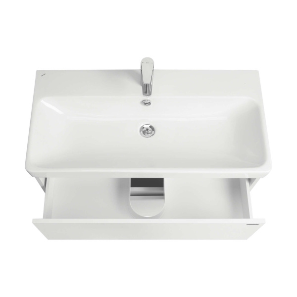 Тумба под раковину подвесная Акватон Сканди 90 см белая матовая/белая глянцевая 1A251901SD010 (детальная фотография), моноблок