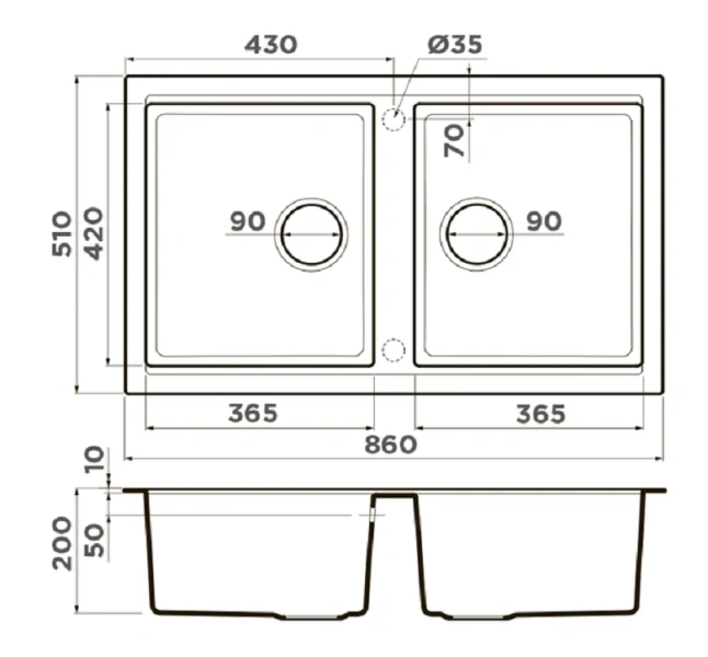 Мойка для кухни Omoikiri Tedori 86-2-WH 86 см белая 4993927 (детальная фотография), врезные