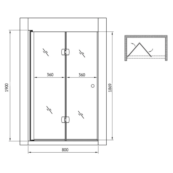 Душевая дверь в нишу Gemy Dutch Windmill 80 см стекло прозрачное S37193B (детальная фотография), современные, hi-tech