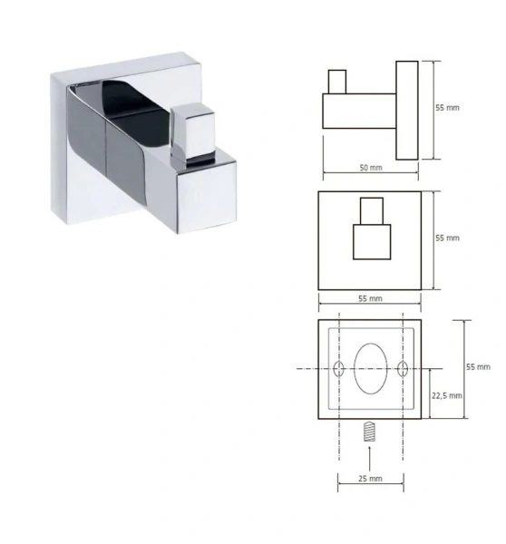 Крючок для ванной Bemeta Beta хром 132306172 (детальная фотография), современные, hi-tech
