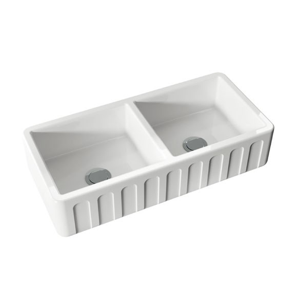 Мойка для кухни Kerasan Hannah 100 см двойная 545101 (детальная фотография)