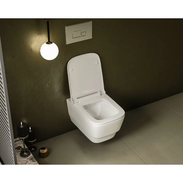 Унитаз подвесной Boheme Bello белый 971-2-W (детальная фотография), современные, hi-tech, прямоугольные