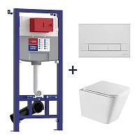 Унитаз с инсталляцией Lemark Florex клавиша белый глянец