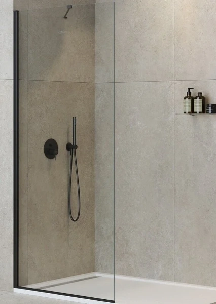 Душевая перегородка Cezares Liberta 90 см профиль черный стекло прозрачное LIBERTA-L-1-TB-90-C-NERO (детальная фотография)