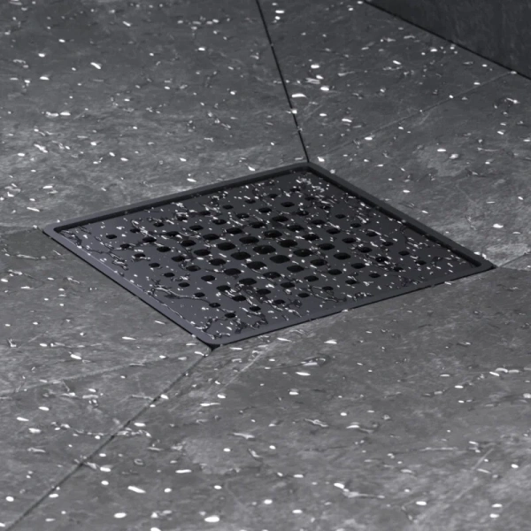 Душевой трап Am.Pm MasterFlow 10 см черный матовый W01BD-P11-010-01BM (детальная фотография), с сухим затвором, с мокрым затвором