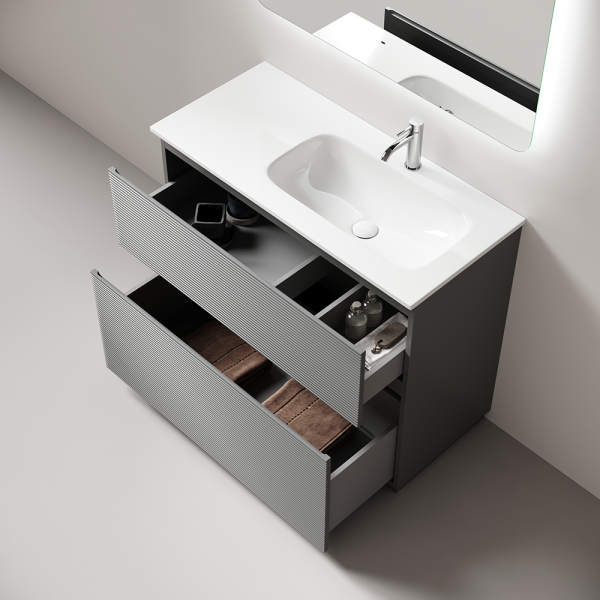 Тумба под раковину напольная Sancos Folk Floor 100 см правая ergraut soft FL100FRES (детальная фотография), современная, hi-tech