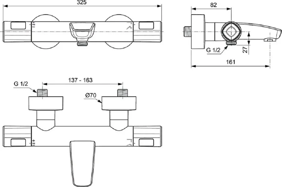 Душевой комплект Ideal Standard CERATHERM T100 хром BC985AA (детальная фотография), хром