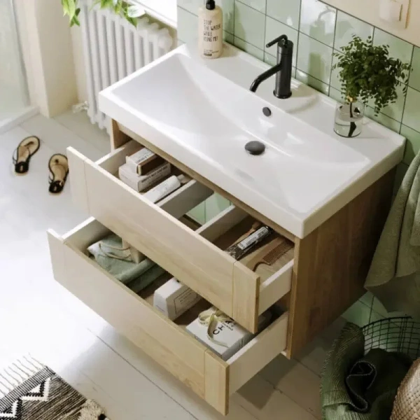 Тумба под раковину подвесная Aqwella Astrid 80 см дуб давос AST0108DD (детальная фотография), современная, hi-tech