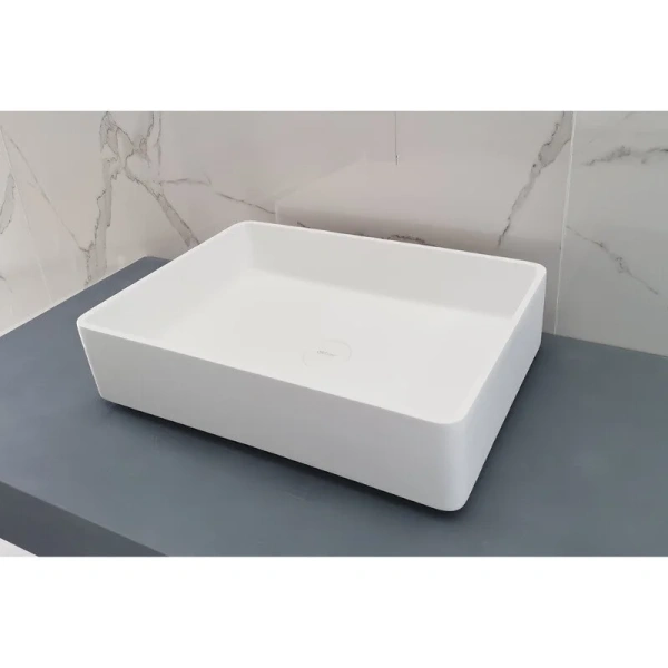 Раковина Abber Stein 55 см белая матовая AS2634 (детальная фотография), одинарные