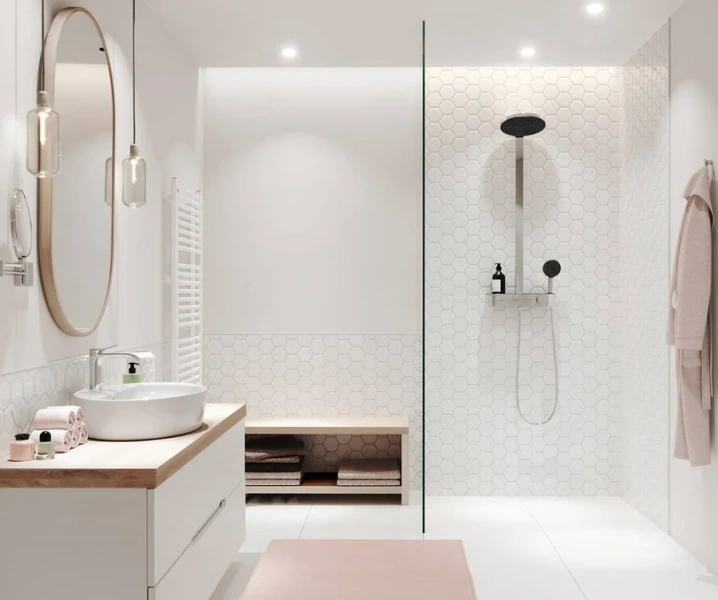 Душевая стойка Hansgrohe Pulsify хром 24240000 (детальная фотография), со смесителем