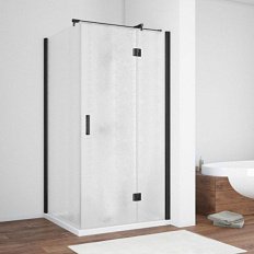 Душевой уголок профиль черный глянцевый стекло шиншилла Vegas-glass