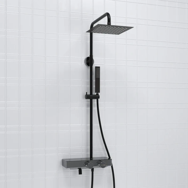 Душевая стойка WasserKRAFT Abens с термостатическим смесителем A114.255.218.CB Thermo (детальная фотография), черные