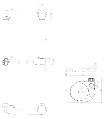 Штанга для душа Lemark хром LM8065C (детальная фотография), штанги для душа