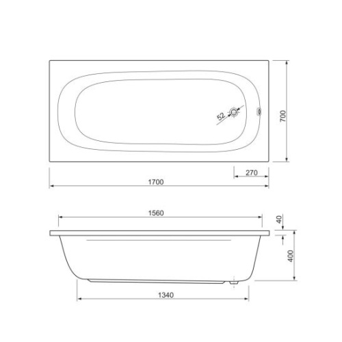 Ванна акриловая Cezares Piave 170х70 см симметричная PIAVE-170-70-42-W37 (детальная фотография), современныe, hi-tech