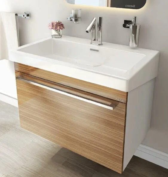 Раковина Creavit Epic 80 см белая EP080-00CB00E-0000 (детальная фотография), подвесные, встраиваемые (в столешницу), пристенные