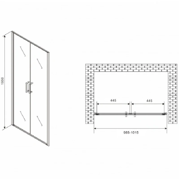 Душевая дверь в нишу Abber Sonnenstrand 100 см профиль черный AG04100BC (детальная фотография), современные, hi-tech