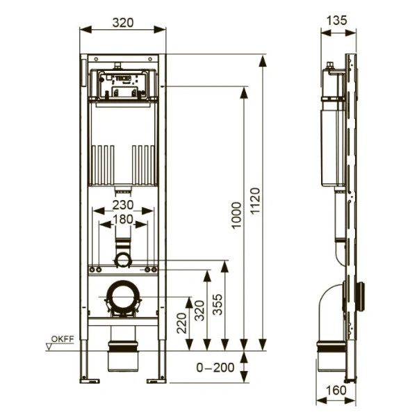 Инсталляция для унитаза Tece TECEbase со смывным бачком 9400440 (детальная фотография), с механическим сливом