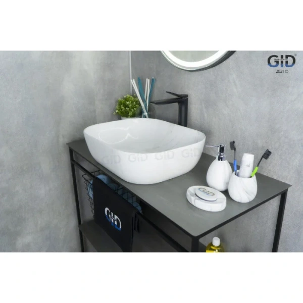 Раковина GID Geometrico K397D9 50 см под камень 53322 (детальная фотография), белые