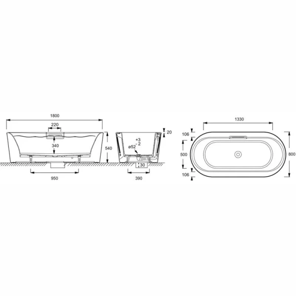 Ванна чугунная Jacob Delafon Volute 180 х 80 см, отдельностоящая, с панелью и сливом-переливом, 6D064-00 (детальная фотография), чугунные