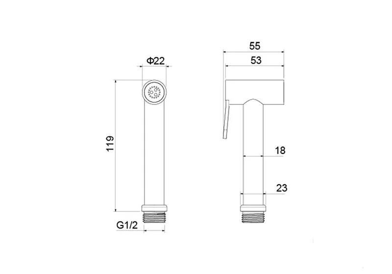 Гигиенический душ Акватек шлифованное золото AQ2057BG (детальная фотография), с лейкой