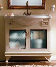 Тумба под раковину, стеклянные дверцы, цвет Laccato Patinato, Labor Legno Marriot