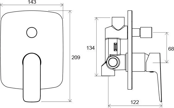 Смеситель для душа Ravak Classic скрытого монтажа X070086 (детальная фотография), современные, hi-tech