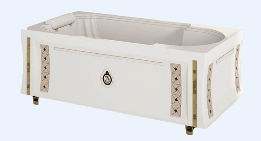 Акриловая ванна Fra Grande Анабель 4-01-4-0-1-420, 170 x 85 см, рама-подставка на декоративных ножках, комплект панелей, подголовник, бронза (детальная фотография), прямоугольные