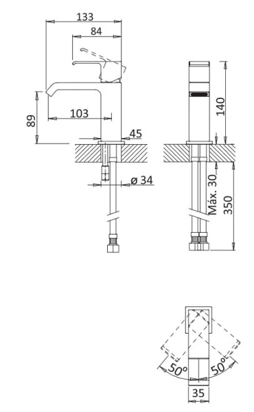 Смеситель для раковины Cezares Porta белый матовый PORTA-LS1-BIO (детальная фотография), для раковины