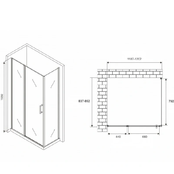 Душевой уголок Abber Sonnenstrand 120х85 см профиль хром, стекло матовое AG04120MS-S85M (детальная фотография), прямоугольные