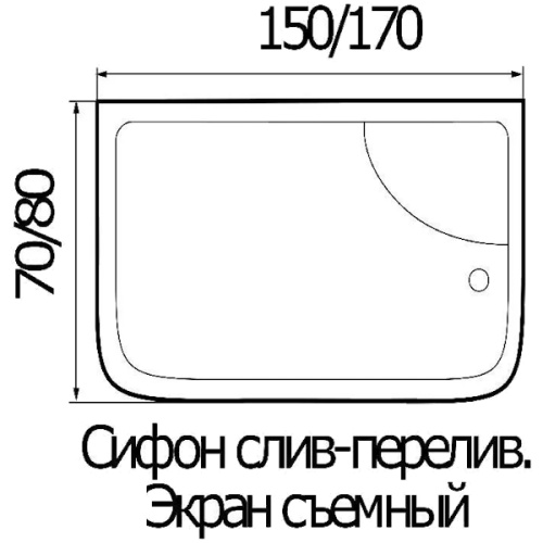 Ванна акриловая River 170x80 см WEMOR 170/80/55 S (детальная фотография), современныe, hi-tech