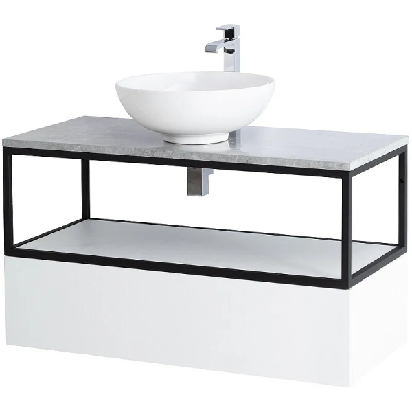 Каркас с раковиной подвесной Cezares CADRO-100/46/30-1C-SO-MET-ST 100 см стальной (детальная фотография), моноблок, под накладную раковину