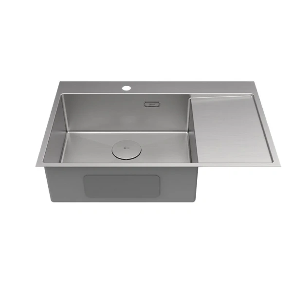 Мойка для кухни Lemark Kezadra 78 см сталь, правая 9937153 (детальная фотография), с одной основной чашей