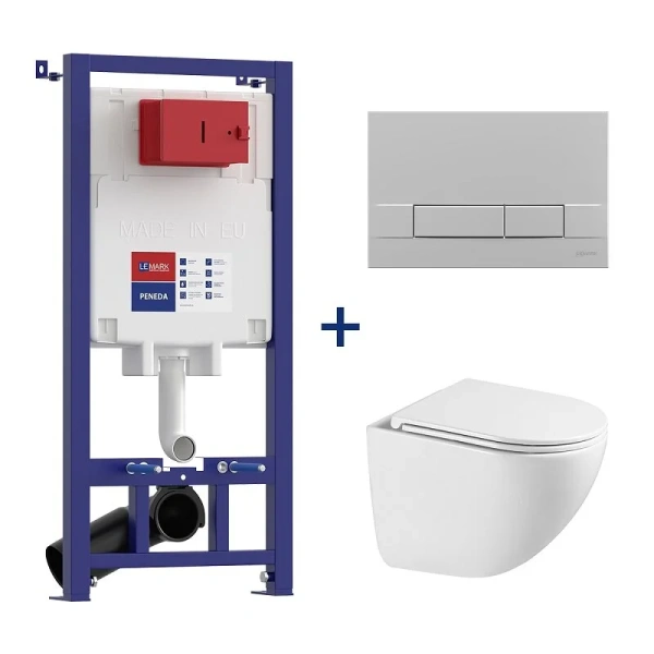 Унитаз с инсталляцией Lemark Glazer клавиша хром матовый 100803429 (детальная фотография)