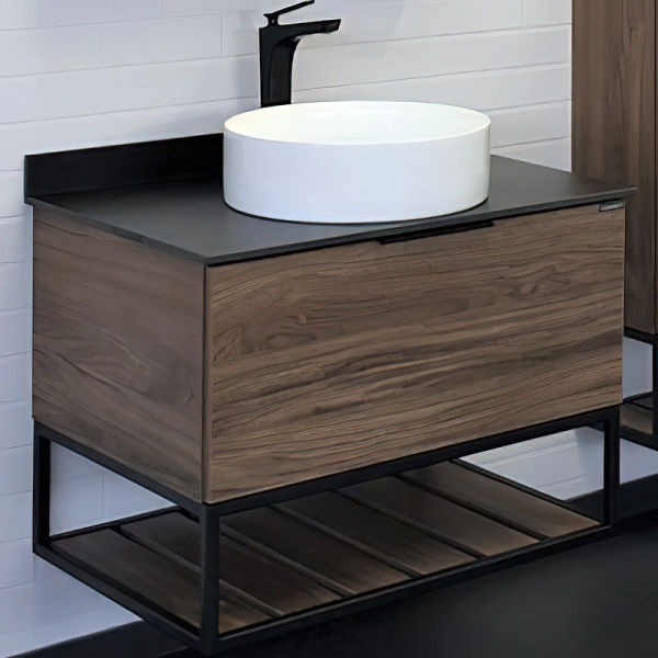 Тумба с раковиной подвесная Comforty Порто 00-0000 75 см с ящиком (детальная фотография), современная, hi-tech