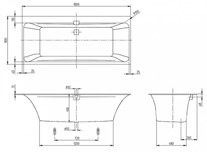 Ванна квариловая Villeroy & Boch Squaro Edge 12 180х80 см white alpin UBQ180SQE2DV-01 (детальная фотография), квариловые