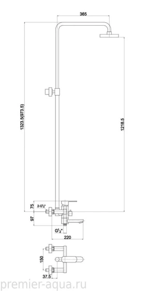 Душевая стойка Timo Beverly антик SX-1060/02 (детальная фотография), современные, hi-tech