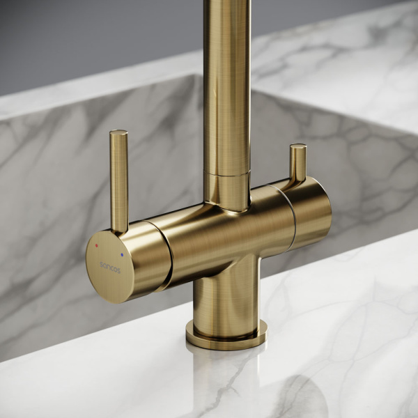 Смеситель для питьевой воды Sancos Foster брашированное золото SC4014BG (детальная фотография), на мойку, на столешницу