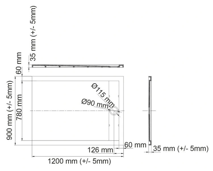 Душевой поддон WasserKRAFT Abens 120x90 см черный матовый 20T07 (детальная фотография), низкие до 15 см